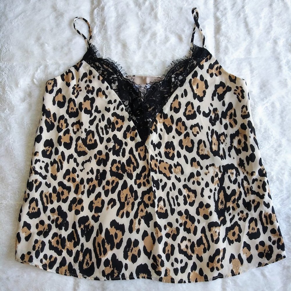 Socialite - V-Neck Lace Leopard Print Camisole